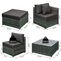Outsunny 6 Pieces Patio Furniture Sets Outdoor Wicker Conversation Sets All Weather PE Rattan Sectional Sofa Set With Ottoman, Cushions & Tempered Glass Desktop, Charcoal -Outsunny yETb5d17e72479c6f