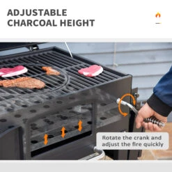 Outsunny 48" Charcoal BBQ Grill And Smoker Combo With Adjustable Height, Portable, Folding Shelves, Thermometer, Bottle Opener, And Wheels -Outsunny yMN75618062da901f