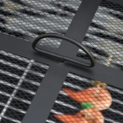 Outsunny 26" Outdoor Steel Square Fire Pit With Grill Net For BBQ, Safety Spark/Ember Cover & Classic Stylish Appearance -Outsunny yNUcf117e71907ea2