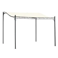 Outsunny 10' X 10' Steel Outdoor Pergola Gazebo Patio Canopy With Durable & Spacious Weather-Resistant Design, Cream White