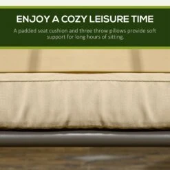 Outsunny 3-Seat Patio Swing Chair, Outdoor Canopy Swing Glider With Cushion, Adjustable Shade, And Slatted Design, For Porch -Outsunny yPd756188d32bdacf