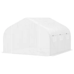 Outsunny 11.5' X 10' X 6.5' Outdoor Walk-In Tunnel Greenhouse Hot House With Roll-up Windows, Zippered Door, PE Cover, White