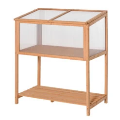 Outsunny 36" X 20" X 41" Greenhouse Raised Potted Plant Protection Box Outdoor With Openable Top, Wooden Cold Frame Orange -Outsunny yccf3817e684422b3