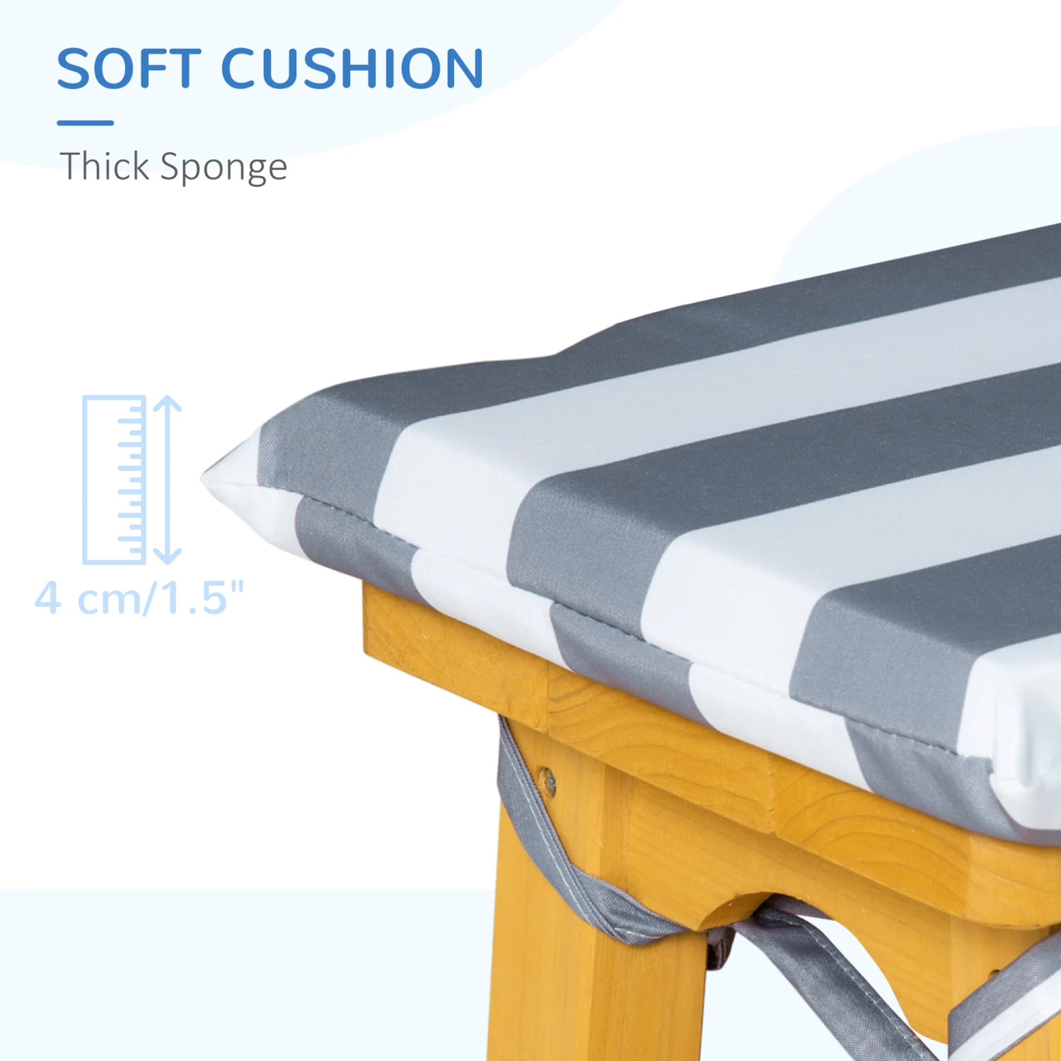 Outsunny Kids Wooden Table Bench Set, W/ Soft Cushions Removable Umbrella, Aged 3-8 7 Outsunny Kids Wooden Table Bench Set, W/ Soft Cushions Removable Umbrella, Aged 3-8 - Image 7