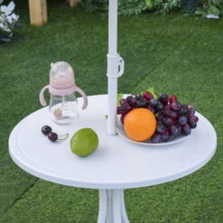 Outsunny Kids Folding Table And Chairs Set Color Stripes For Outdoor Garden Patio Backyard With Removable & Height Adjustable Sun Umbrella, Multi -Outsunny yfS88c180cb56faae