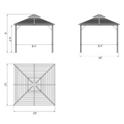 Outsunny 10' X 10' Hardtop Gazebo Canopy With Galvanized Steel Double Roof, Aluminum Frame, Permanent Pavilion Outdoor Gazebo With Netting And Curtains For Patio, Garden, Backyard, Brown -Outsunny yfrc1718153408245
