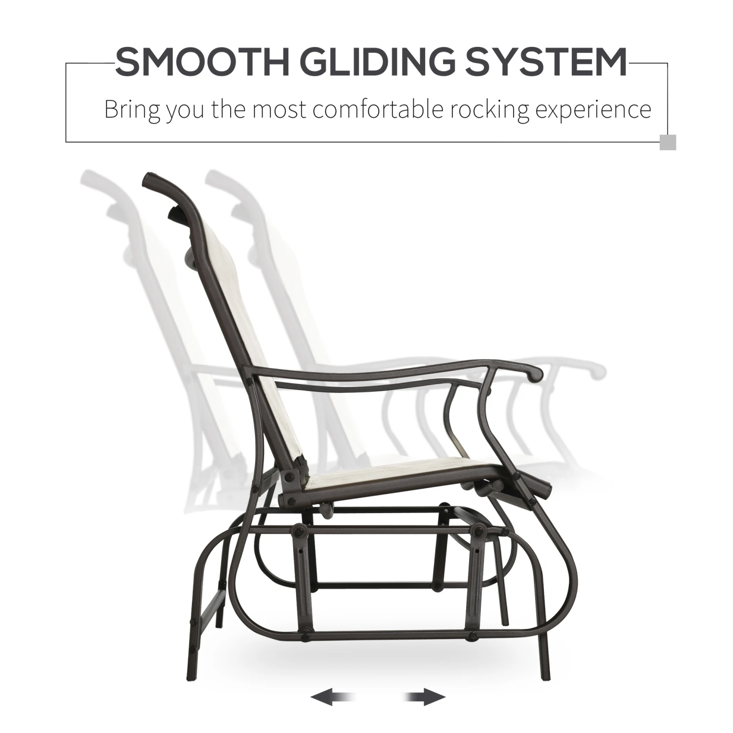 Outsunny 2-Person Outdoor Glider Bench,Patio Glider Loveseat Chair With Powder Coated Steel Frame,2 Seats Porch Rocking Glider For Backyard, Lawn, Garden And Porch, Cream White 4 Outsunny 2-Person Outdoor Glider Bench,Patio Glider Loveseat Chair With Powder Coated Steel Frame,2 Seats Porch Rocking Glider For Backyard, Lawn, Garden And Porch, Cream White - Image 4