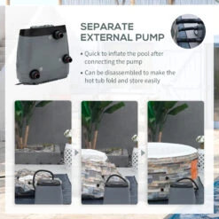 Outsunny 2-3 Person Inflatable Hot Tub Outdoor Round Portable Heated Spa With 108 Jets, Pump, Cover, Filter Cartridges, Mixed Grey -Outsunny yrxb1017fae7c2cbd