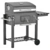 Outsunny 45" Charcoal BBQ Grill And Smoker Combo Outdoor Portable Trolley Camping Picnic Backyard With Side Shelf, Grey