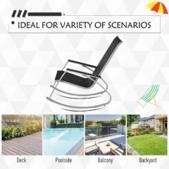 Outsunny Outdoor Modern Front Porch Patio Rocking Sling Chair - Black / Silver 18 Outsunny Outdoor Modern Front Porch Patio Rocking Sling Chair - Black / Silver -Outsunny z7ia0917fe7fbcd1b