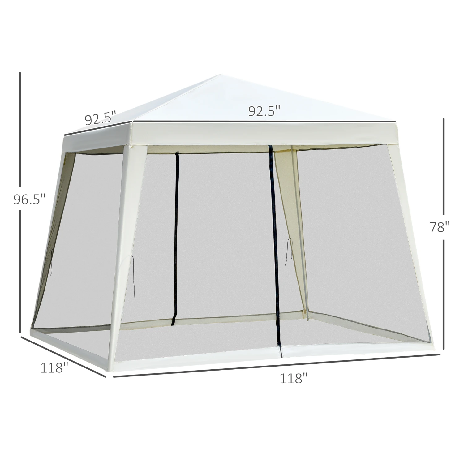 Outsunny 10'x10' Outdoor Party Tent Canopy With Mesh Sidewalls, Patio Gazebo Sun Shade Screen Shelter, Beige 3 Outsunny 10'x10' Outdoor Party Tent Canopy With Mesh Sidewalls, Patio Gazebo Sun Shade Screen Shelter, Beige - Image 3