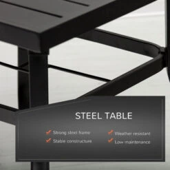 Outsunny 5-Piece Outdoor Patio Table Dining Set With 4 Stackable Chairs, Durable Steel Design & Middle Umbrella Hole -Outsunny z9N66317e6a0ded86