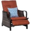 Outsunny Outdoor Patio Recliner With All Hand-Woven Wicker, Adjustable Lounge Chair W/ Cushions, Rust-Resistant Metal Frame For Backyard, Garden, Patio, Red