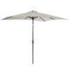 Outsunny 9' X 7' Patio Umbrella Outdoor Table Market Umbrella With Crank, Solar LED Lights, 45° Tilt, Push-Button Operation, For Deck, Backyard, Pool And Lawn, White