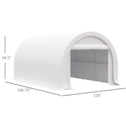 Outsunny 10' X 16' Carport, Heavy Duty Portable Garage Storage Tent With Large Zippered Door, Anti-UV PE Canopy Cover For Car, Truck, Boat, Motorcycle, Bike, Garden Tools, Outdoor Work, White -Outsunny zFpc1718856492be5