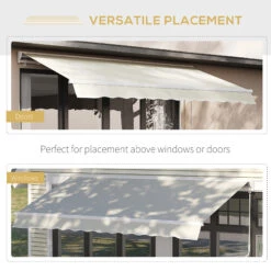 Outsunny 10' X 8.2' Outdoor Patio Motorized/Manual Retractable Outdoor Awning With Material Resistant To Water - Beige -Outsunny zH27561831c264838