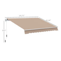 Outsunny 12' X 10' Retractable Awning Patio Awnings Sun Shade Shelter With Manual Crank Handle, 280g/m² UV & Water-Resistant Fabric And Aluminum Frame For Deck, Balcony, Yard, Coffee -Outsunny zMOc17181a40ad135