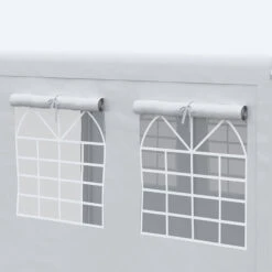 Outsunny 10' X 20' Party Tent & Carport, Height Adjustable Portable Garage, Outdoor Canopy Tent With Mesh Windows, Zippered Door, For Car, Truck, Boat, Motorcycle, Bike, Garden Tools, White -Outsunny zO13d6188dc2e8297