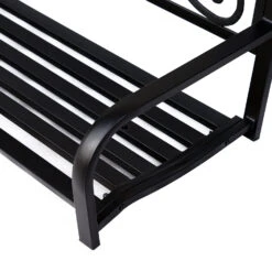 Outsunny 2-Person Porch Swing, Hanging Steel Patio Swing, Outdoor Swing Bench With Fleur-de-Lis Design For Garden Deck, 528 LBS Weight Capacity, Black -Outsunny zTH08018088f3f922