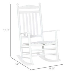 Outsunny Traditional Wooden High-Back Rocking Chair For Porch, Indoor/Outdoor, White 13 Outsunny Traditional Wooden High-Back Rocking Chair For Porch, Indoor/Outdoor, White -Outsunny zXtc1717f2768d91b