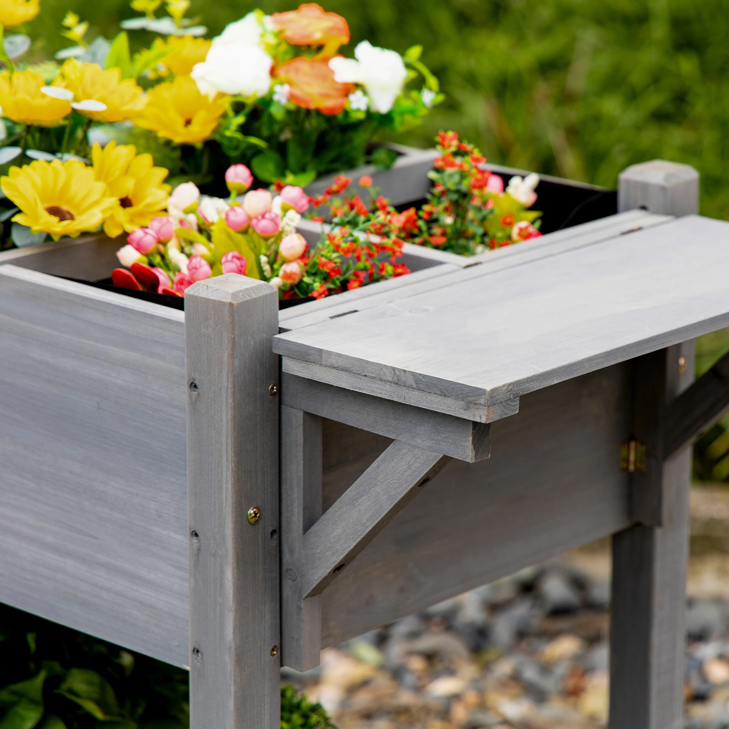 Outsunny Raised Garden Bed Planter Box W/ 8 Grow Grids, Storage Shelf & Lockable Wheels 9 Outsunny Raised Garden Bed Planter Box W/ 8 Grow Grids, Storage Shelf & Lockable Wheels - Image 9