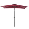 Outsunny 9' X 7' Patio Umbrella Outdoor Table Market Umbrella With Crank, Solar LED Lights, 45° Tilt, Push-Button Operation, For Deck, Backyard, Pool And Lawn, Wine Red