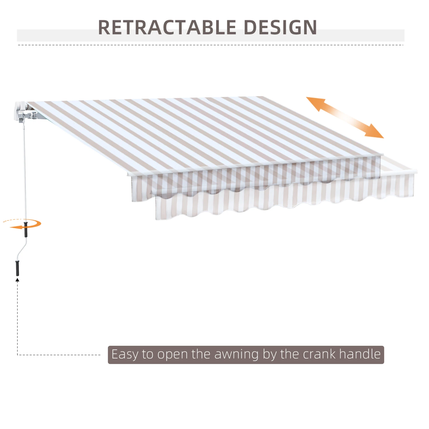 Outsunny 10' X 8' Retractable Sun Shade Patio/Window Awning - Polyester Fabric - Beige 8 Outsunny 10' X 8' Retractable Sun Shade Patio/Window Awning - Polyester Fabric - Beige - Image 8