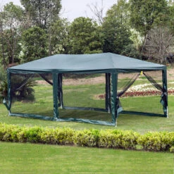 Outsunny 20' X 10' Outdoor Party Tent Gazebo Wedding Canopy With Removable Mesh Sidewalls, Green -Outsunny zjVd4d1813ec2f5ba