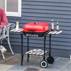 Outsunny 19” Steel Porcelain Portable Outdoor Charcoal Barbecue Grill -Outsunny zmdbe617e677ac471 1