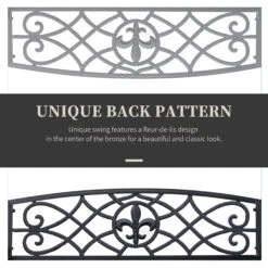 Outsunny 2-Person Porch Swing, Hanging Steel Patio Swing, Outdoor Swing Bench With Fleur-de-Lis Design For Garden Deck, 528 LBS Weight Capacity, Black -Outsunny znEb1017fe7fbcf6b