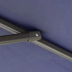 Outsunny 9' Offset Patio Umbrella With Base, Steel Hanging Cantilever Umbrella, 2-Tier Easy Tilt Polyester Shade, 8 Ribs, Crank, Cross Base, Dark Blue -Outsunny zyi3d6180fa560828